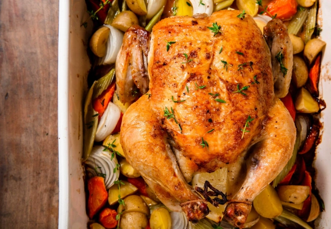 roast whole chicken time