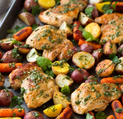 healthy roasted chicken and vegetables