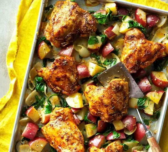 one pan roasted chicken and vegetables