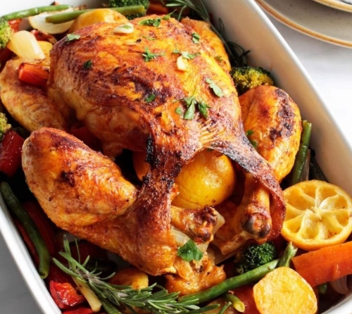 healthy roasted chicken and vegetables