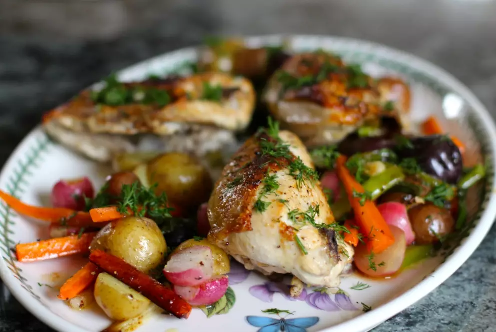 easy roast chicken and vegetables