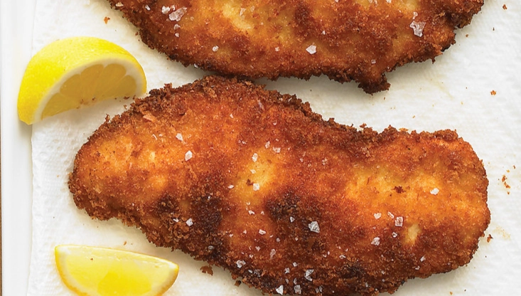 lightly breaded chicken