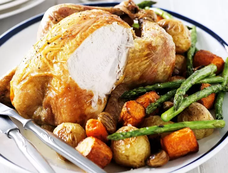 roast chicken and vegetables