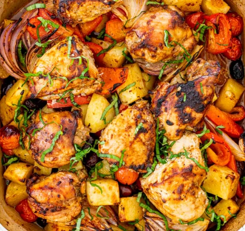 roast chicken and roast vegetables