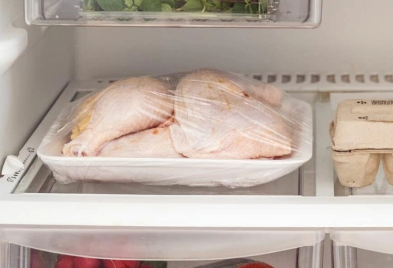how long chicken defrost in fridge